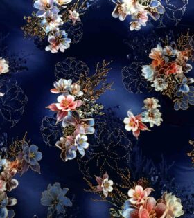 Foil Look Printed Duchess Satin