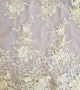 Fancy Corded Tulle - Cream