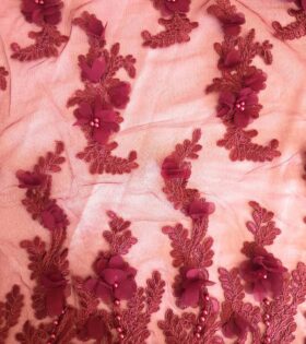 Fancy Corded Tulle - Maroon