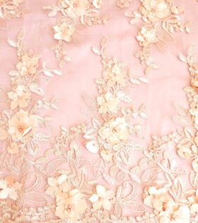 Fancy Corded Tulle - Peach
