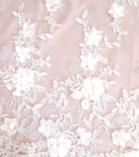 Fancy Corded Tulle - White