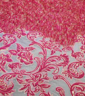 Burnout Feather Brocade - Cerise Pink