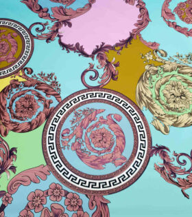 Digital Printed Duchess Satin - Abstract - Aqua