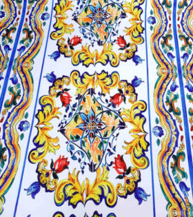 Digital Printed Duchess Satin - Abstract - White
