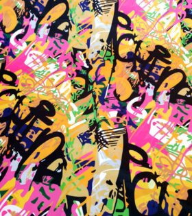 Digital Printed Duchess Satin - Abstract - Cerise Pink