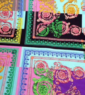 Digital Printed Duchess Satin - Abstract - Black