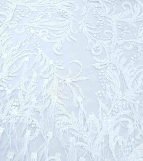 Coco Cord Feather Tulle - White
