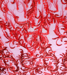 Coco Cord Feather Tulle - Red