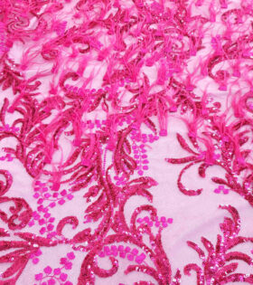 Coco Cord Feather Tulle - Cerise Pink