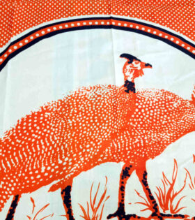 Khanga Poly Cotton - Guinea Fowl - Orange