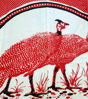 Khanga Poly Cotton - Guinea Fowl - Red