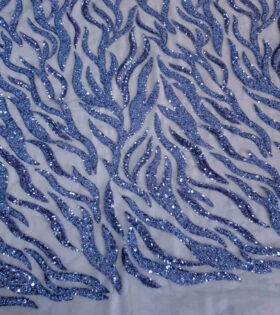 Rania Beaded Tulle - Steel Blue