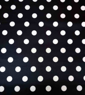 Digital Printed Duchess Satin - Polka Dots - Black