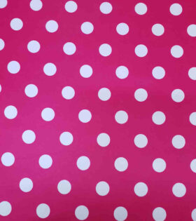 Digital Printed Duchess Satin - Polka Dots - Cerise Pink