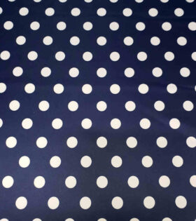Digital Printed Duchess Satin - Polka Dots - Navy Blue