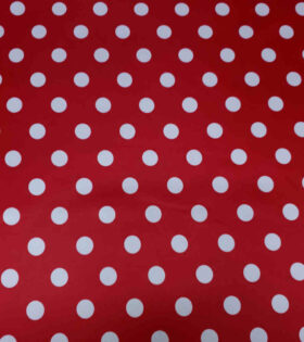 Digital Printed Duchess Satin - Polka Dots - Red
