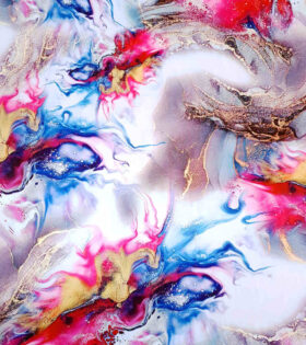 Digital Printed Liquid Satin - Abstract - Cerise Pink