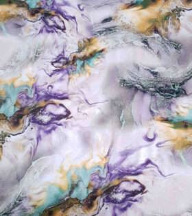 Digital Printed Liquid Satin - Abstract - Gold