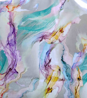 Digital Printed Liquid Satin - Abstract - Turquoise