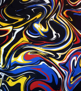 Digital Printed Duchess Satin - Abstract - Black