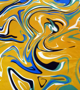 Digital Printed Duchess Satin - Abstract - Mustard
