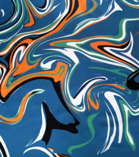 Digital Printed Duchess Satin - Abstract - Teal