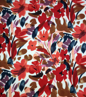 Rayon Slub - Floral - White