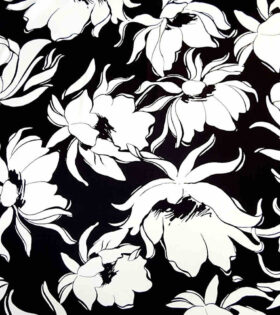 Printed Dull Satin - Floral - Black