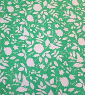 Printed Dull Satin - Floral - Green