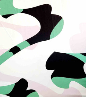 Printed Dull Satin - Abstract - Green