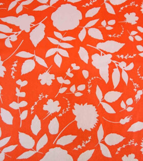 Printed Dull Satin - Floral - Orange
