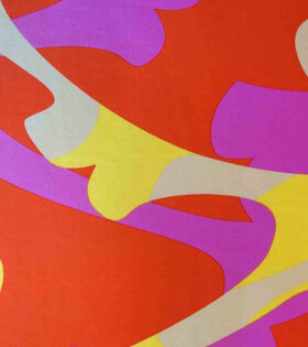 Printed Dull Satin - Abstract - Orange