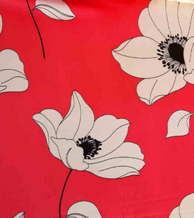Printed Dull Satin - Floral - Pink