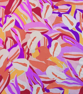 Printed Dull Satin - Floral - Purple