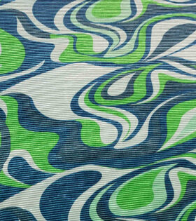 Printed Plisse Satin - Green