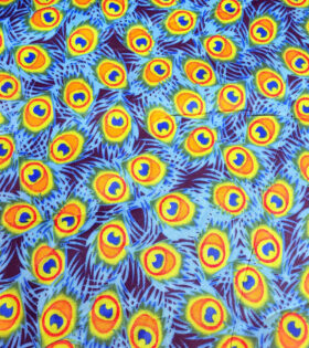 Printed Poly Cotton - Peacock Feathers