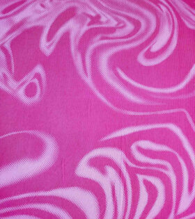 Printed Power Mesh - Abstract - Cerise Pink
