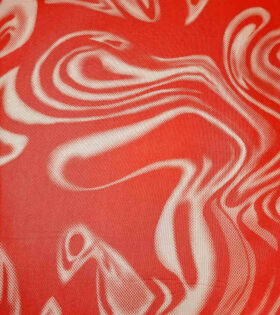 Printed Power Mesh - Abstract - Orange
