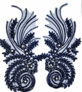 Applique Motifs - Navy Blue - XDH3867 (1 x Pair)
