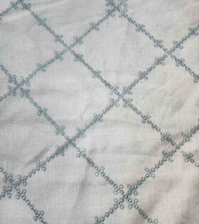 Embroidered Linen Voile - Duck Egg