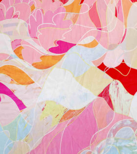 Digital Printed Stretch Satin - Baby Pink