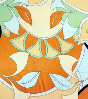 Digital Printed Stretch Satin - Orange