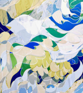 Digital Printed Stretch Satin - Powder Blue