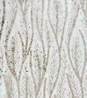 Leaf Sugar Metallic Tulle - Beige