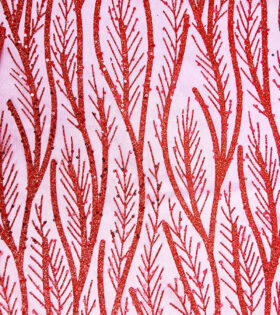 Leaf Sugar Metallic Tulle - Ox Blood Red