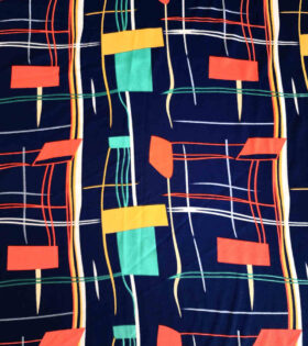 Printed Satin Flow - Abstract - Navy Blue