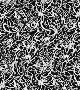 Printed Satin Flow - Abstract - Black