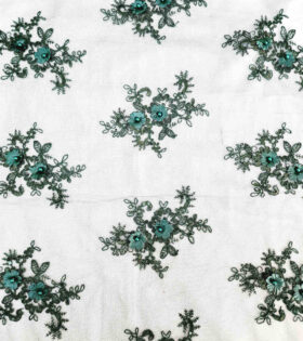 Corded Daisy Tulle - Bottle Green