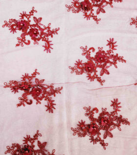 Corded Daisy Tulle - Maroon