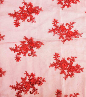 Corded Daisy Tulle - Red